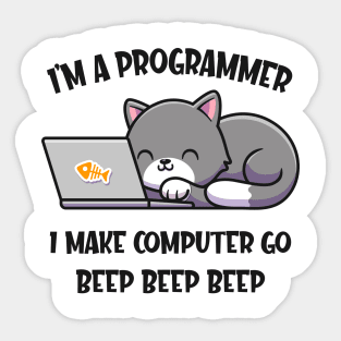 Coder Cat Programmer Funny Computer Scientist Sticker